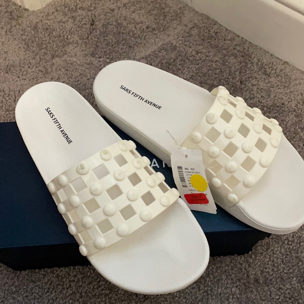 Saks fifth avenue white sandals